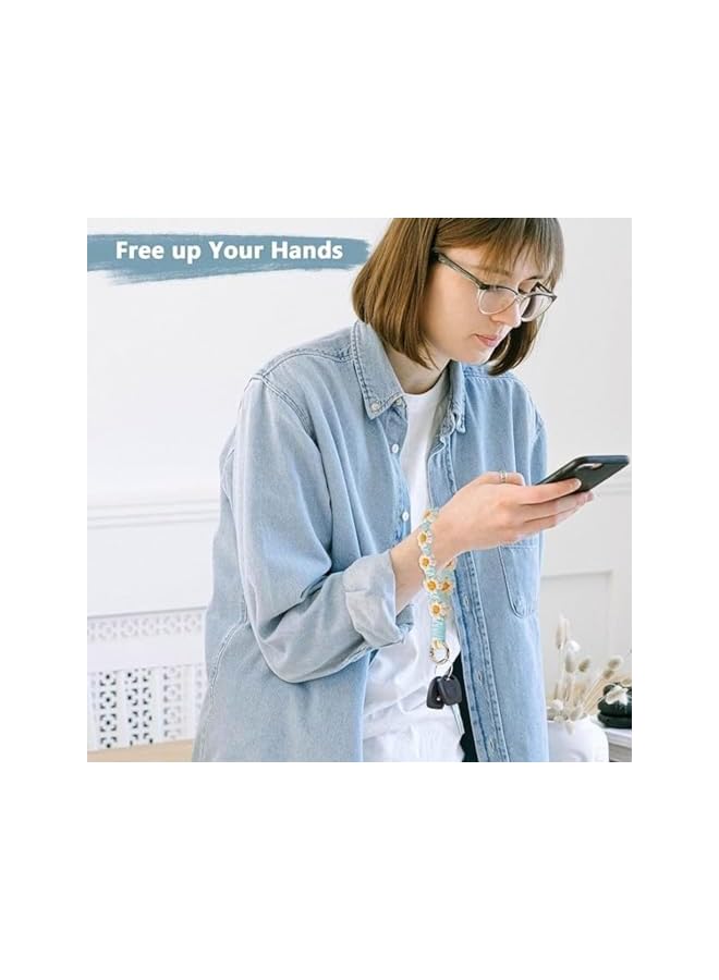 Green Tiger Bohemian Macrame Key Chain, Pocket Key Chain, Weave Exquisite Key Ring Holder, Car Keys Cute Macrame Key Chain, Bracelet Handmade Wrist Lanyard for Women (White, Blue, Yellow) - Image 4