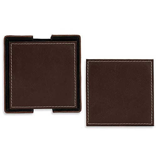 DECOWORLD || Genuine Buff Leather Tea Coasters Set of 6 with Stand || Coasters for Cups, Coffee Mugs, Drinks|| Coasters for Dining Table. Coffee Table for Home or Office Use (Brown) - Image 4