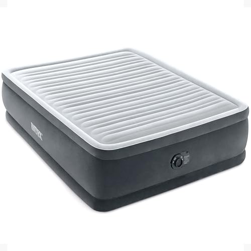 Intex Dura-Beam Deluxe Comfort-Plush Elevated: Fiber-Tech – Queen Size – Built-in Electric Pump – 18in Bed Height – 600lb Weight Capacity - Image 1