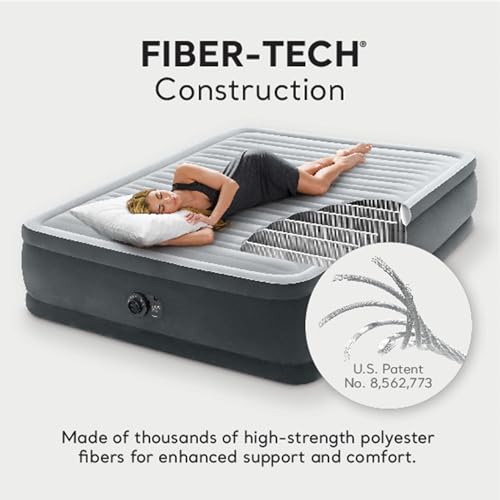 Intex Dura-Beam Deluxe Comfort-Plush Elevated: Fiber-Tech – Queen Size – Built-in Electric Pump – 18in Bed Height – 600lb Weight Capacity - Image 5