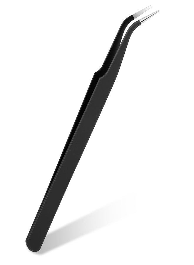 Gtziqa Curved Pointed Craft Tweezer, Precision Tweezer Stainless Steel Eyelash Tweezers Professional Fine Tip Tweezers Needle Nose Forceps for Craft, Eyelash Extensions, Nail Art, Sticker (Black - Image 1