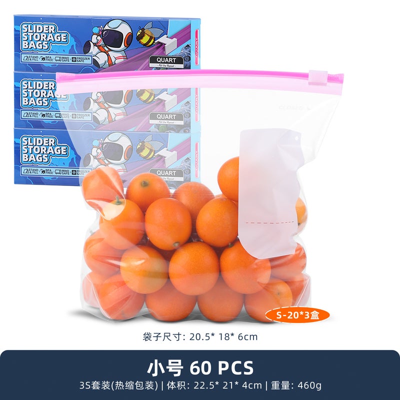 Food Grade Sealed Bag Food Self-Sealing Food Grade Food Preservation Bag Household Zipper Sliding Lock Refrigerator Storage Bag - Image 1