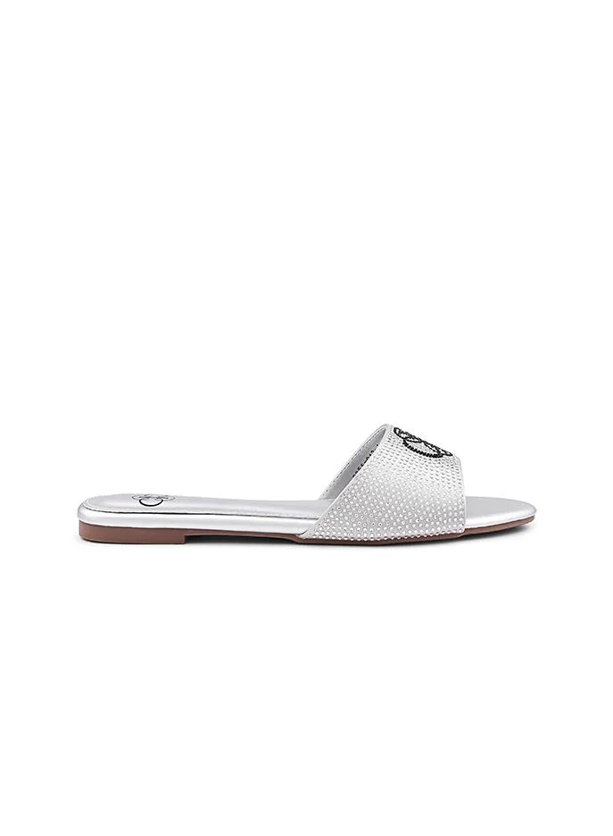 أيقون Shiny-effect flat sandal for special occasions.