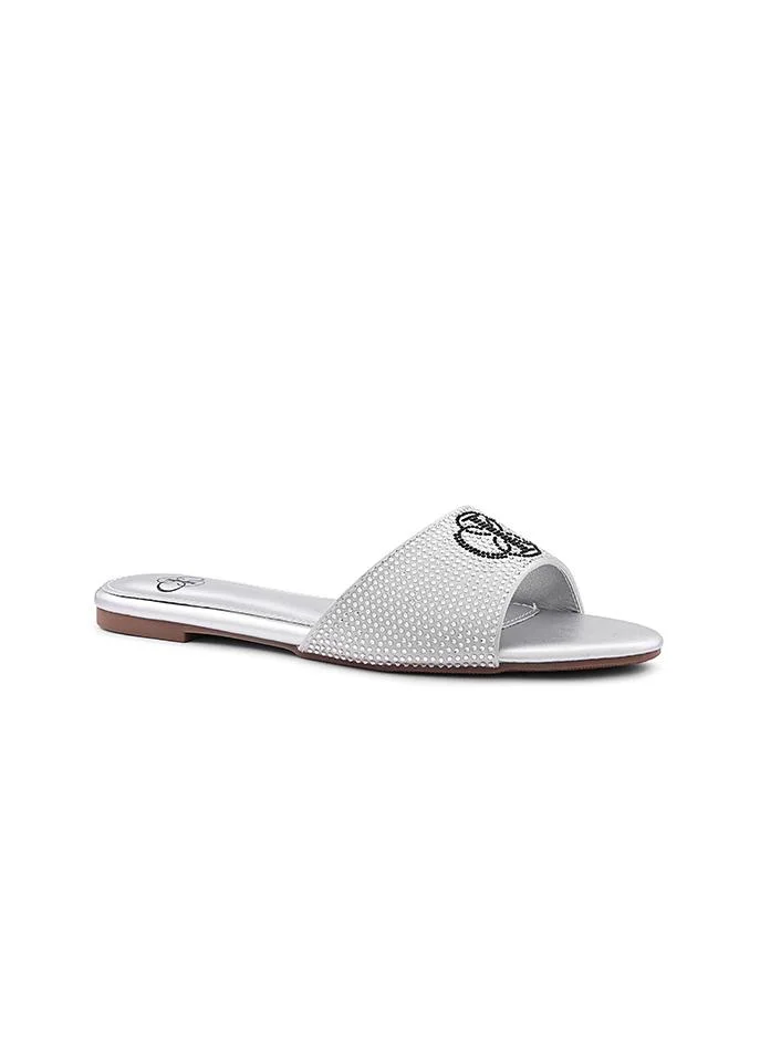 أيقون Shiny-effect flat sandal for special occasions.