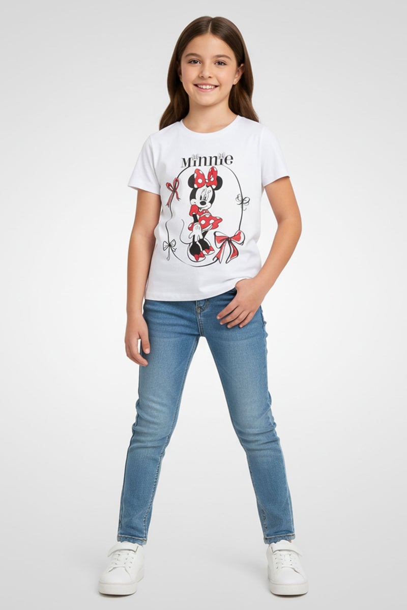 Disney Toddlers Girl Graphic Mickey And Friends Short Sleeve Top, White - Image 1