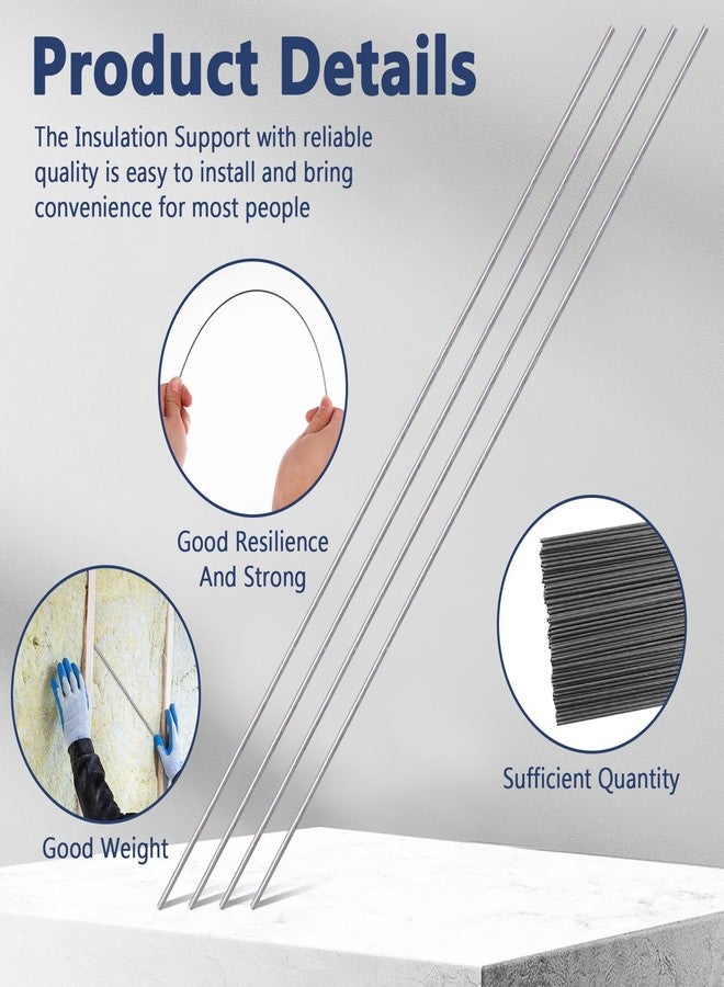 Welecom 150 Pcs Insulation Support Wire 24 Inch Insulated Bracket Insulation Holder Wire Metal Insulated Support Rods for Ceiling Attic Insulation - Image 3