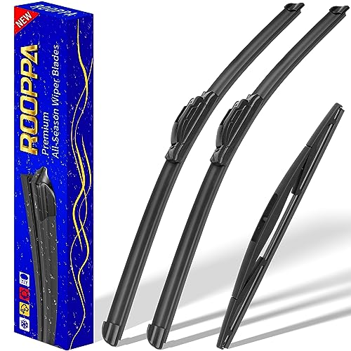 Rooppa 3 wipers Replacement for 2013-2017 Subaru Crosstrek/2012-2016 Subaru Impreza/2009-2016 Nissan Murano, Windshield Wiper Blades Original Equipment Replacement - 26"/16"/12" (Set of 3) U/J HOOK - Image 1