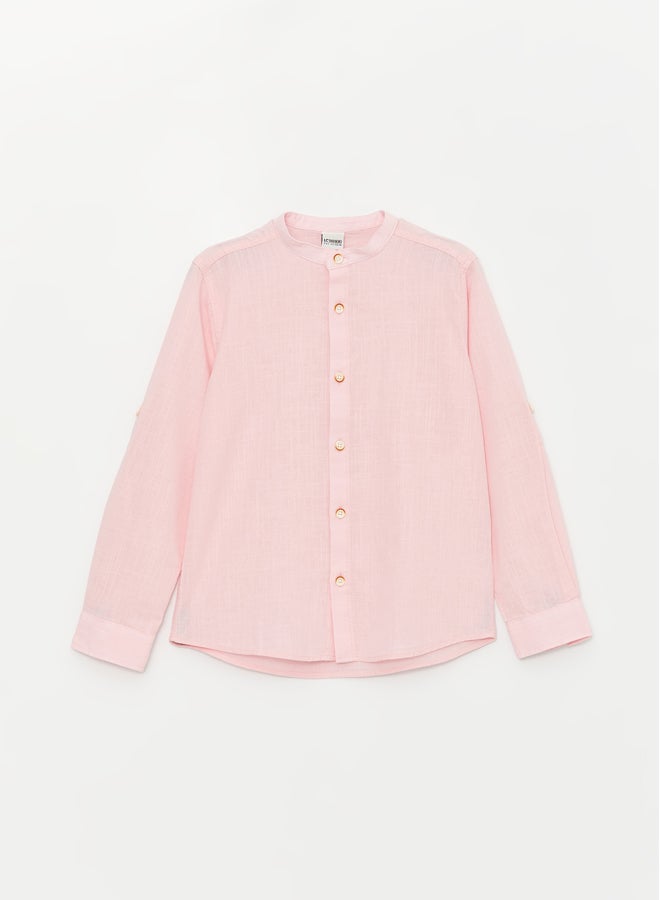 LC WAIKIKI Grandad Collar Basic Long Sleeve Boy Shirt - Image 3