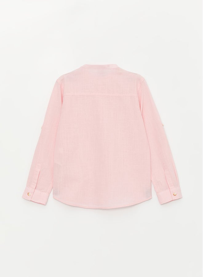 LC WAIKIKI Grandad Collar Basic Long Sleeve Boy Shirt - Image 4