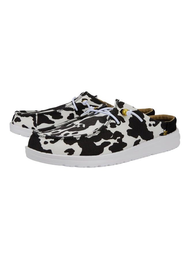 HEYDUDE Hey Dude Wendy Slip Classic White/Black Cow Print Size W9 | Women's Shoes | Women's Slip On Loafers | Comfortable & Light-Weight - Image 4