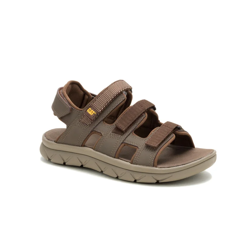 كاتربلر CAT Cadent Men’s PU Nubuck Soft Sandal – Lightweight EVA Comfort, Stretch Fabric Lining, Durable Rubber Outsole – Light Brown