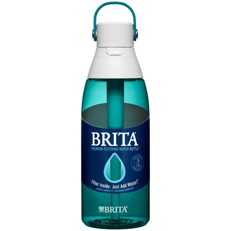 Brita Hard-Sided Plastic Premium Filtering Water Bottle, BPA-Free, Reusable, Replaces 300 Plastic Water Bottles, Filter Lasts 2 Months or 40 Gallons, Includes 1 Filter, Sea Glass - 36 oz. - Image 4