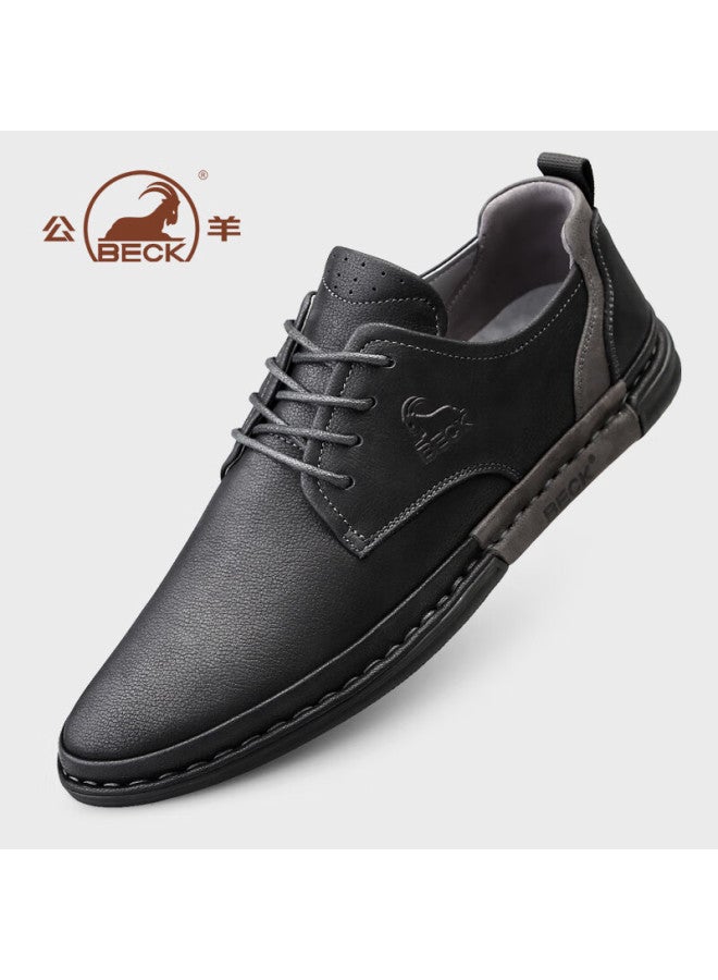 Beck Ram Men's Genuine Leather Spring And Summer Formal Business Shoes British Style Trendy Men's Casual Shoes Black Size 41 - Image 2