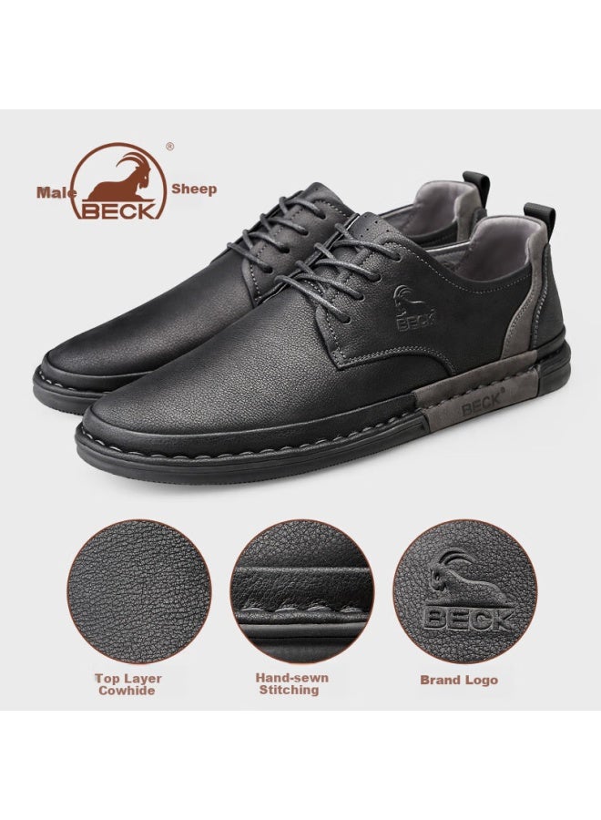 Beck Ram Men's Genuine Leather Spring And Summer Formal Business Shoes British Style Trendy Men's Casual Shoes Black Size 41 - Image 1