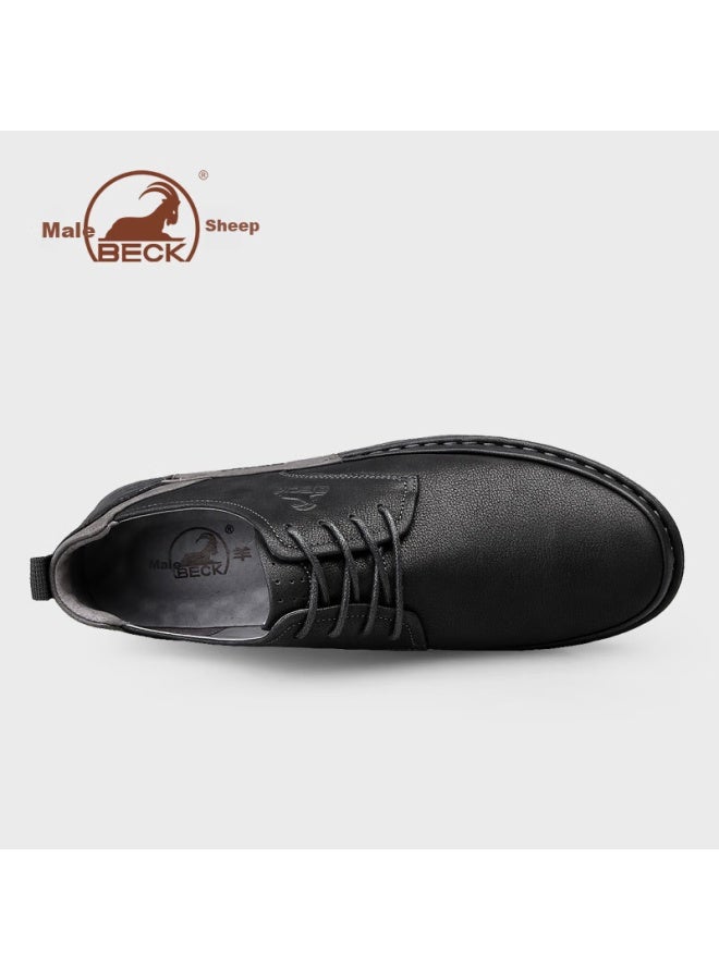 Beck Ram Men's Genuine Leather Spring And Summer Formal Business Shoes British Style Trendy Men's Casual Shoes Black Size 41 - Image 3