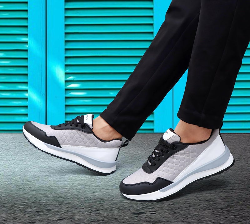 Pisces Grey Mesh Sneakers for Men- 9 UK - Image 4