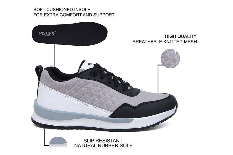 Pisces Grey Mesh Sneakers for Men- 9 UK - Image 5