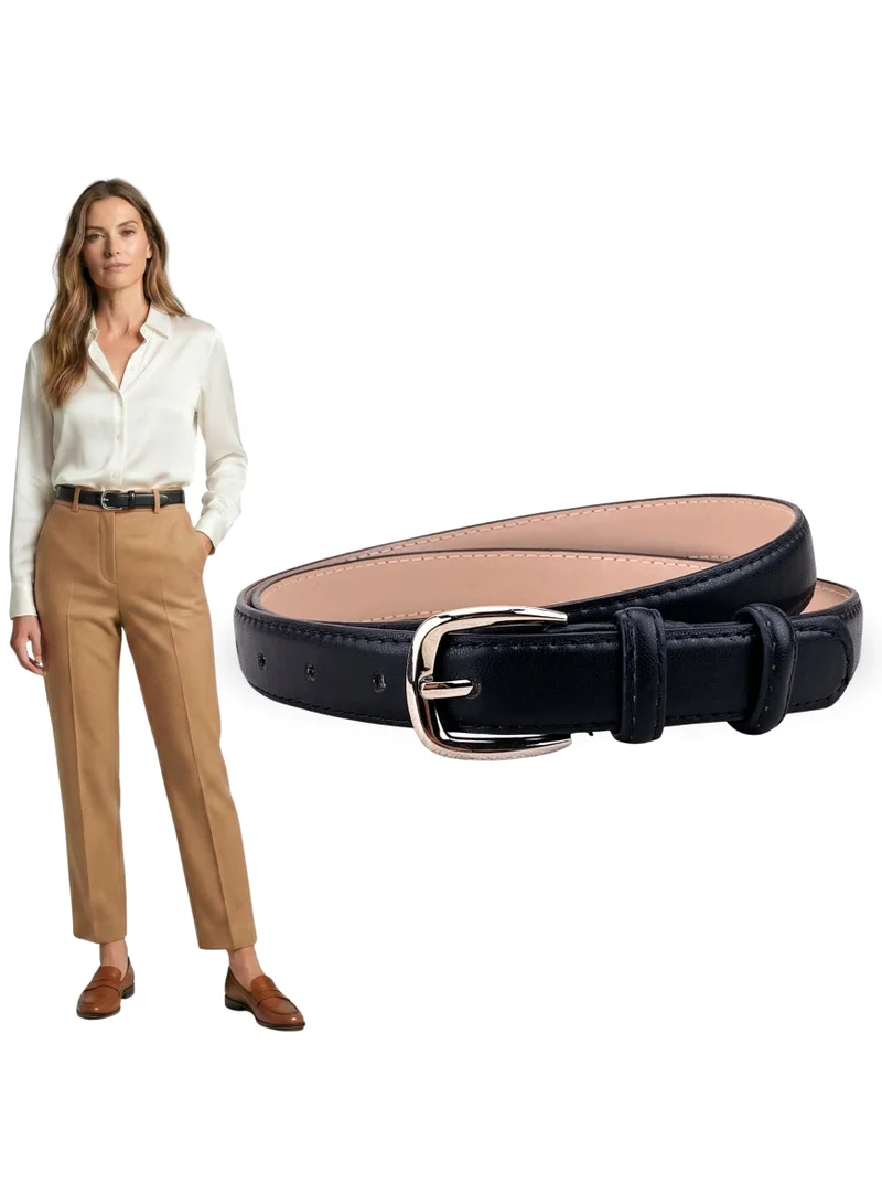 Classic Milano Classic Milano Women's Belt with Gift Box; Faux Leather Ladies Belt for Dresses, Jeans & Gowns; Stylish Womens Belt; Adjustable Girls Belt; Belt for Women | Full Length: 110 CM (Free Size - Fits up to the waist of 40 Inches / 100 CM)