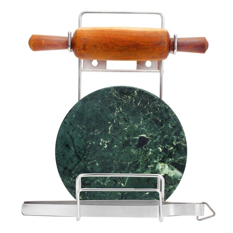 NH10 DESIGNS NH10 DESIGNS Stainless Steel Chakla Belan Holder for Kitchen Space Saving and Organized Roti Rolling Board and Pin Holder NHSP  - Image 1