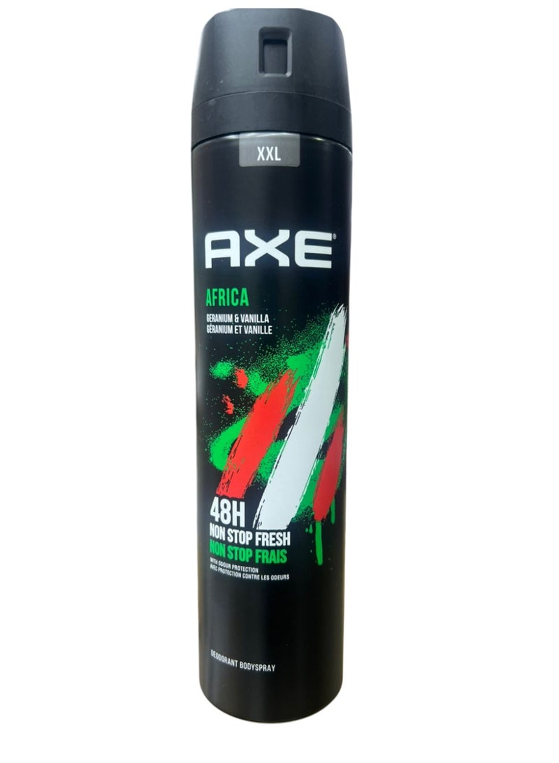 Africa with Geranium & Vanilla 48h non stop fresh with odour protection deodorant body spray 250 ml