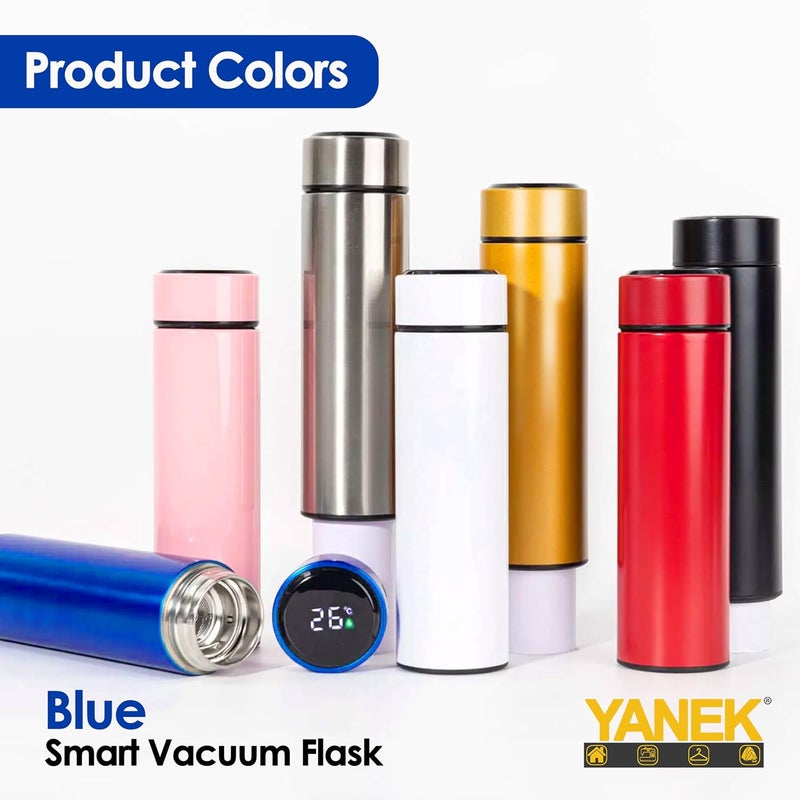 YANEK Smart Water Bottle Stainless Steel – Travel Mug with Smart LCD Touch Screen Temperature Display, Leak-Proof, Hot & Cold Beverage Flask, Ideal for Travel, Gym, Office, & Daily Use (BLUE) - Image 4
