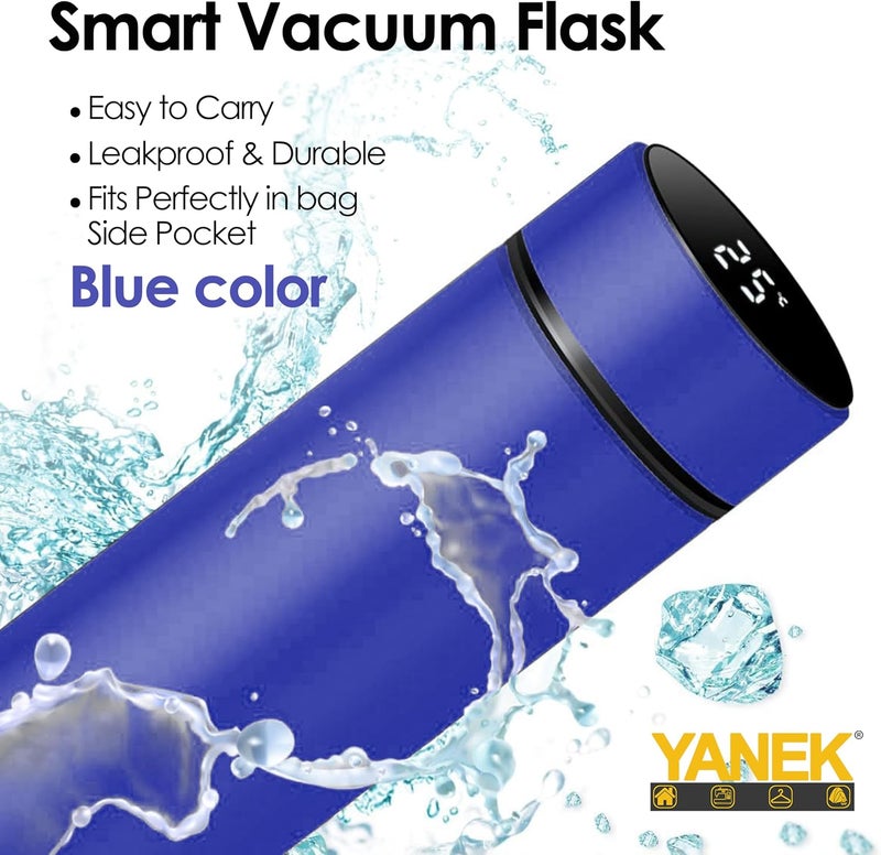 YANEK Smart Water Bottle Stainless Steel – Travel Mug with Smart LCD Touch Screen Temperature Display, Leak-Proof, Hot & Cold Beverage Flask, Ideal for Travel, Gym, Office, & Daily Use (BLUE) - Image 2