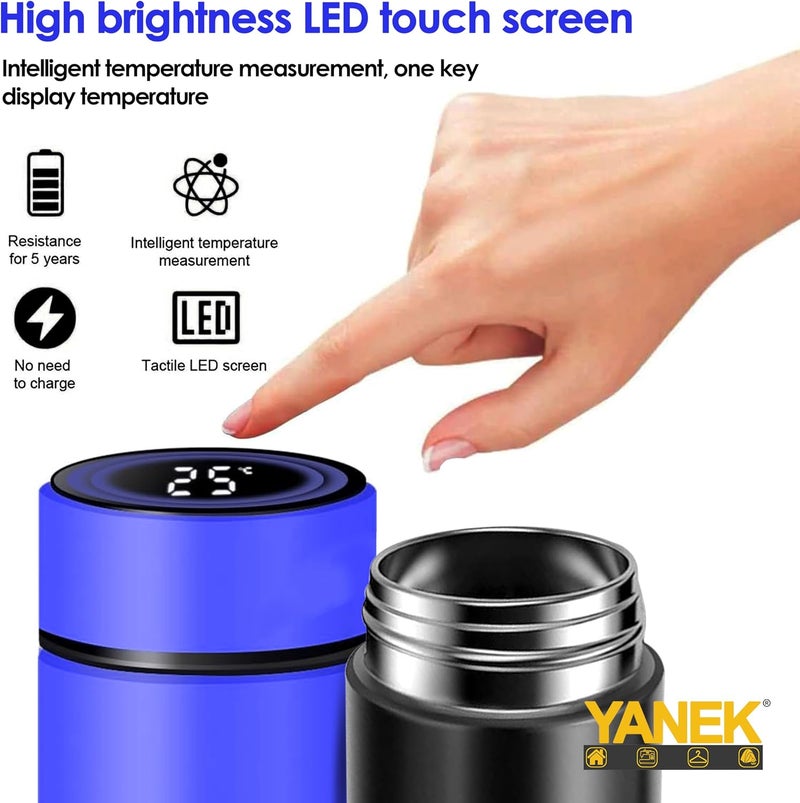 YANEK Smart Water Bottle Stainless Steel – Travel Mug with Smart LCD Touch Screen Temperature Display, Leak-Proof, Hot & Cold Beverage Flask, Ideal for Travel, Gym, Office, & Daily Use (BLUE) - Image 5