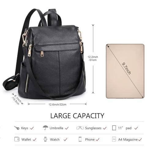 Kattee Women's Anti-Theft Backpack Purse Genuine Leather Shoulder Bag Fashion Ladies Satchel Bags - Image 5
