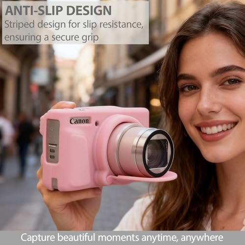 Frevyve Case for Canon PowerShot SX740 HS, SX730 HS Camera, Soft Silicone Protective Case, Slim Fit Sleeve with Removable Lens Cover and Screen Protector Accessories, Anti-Scratch (Pink) - Image 2