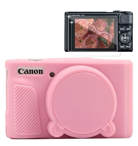 Frevyve Case for Canon PowerShot SX740 HS, SX730 HS Camera, Soft Silicone Protective Case, Slim Fit Sleeve with Removable Lens Cover and Screen Protector Accessories, Anti-Scratch (Pink) - Image 1