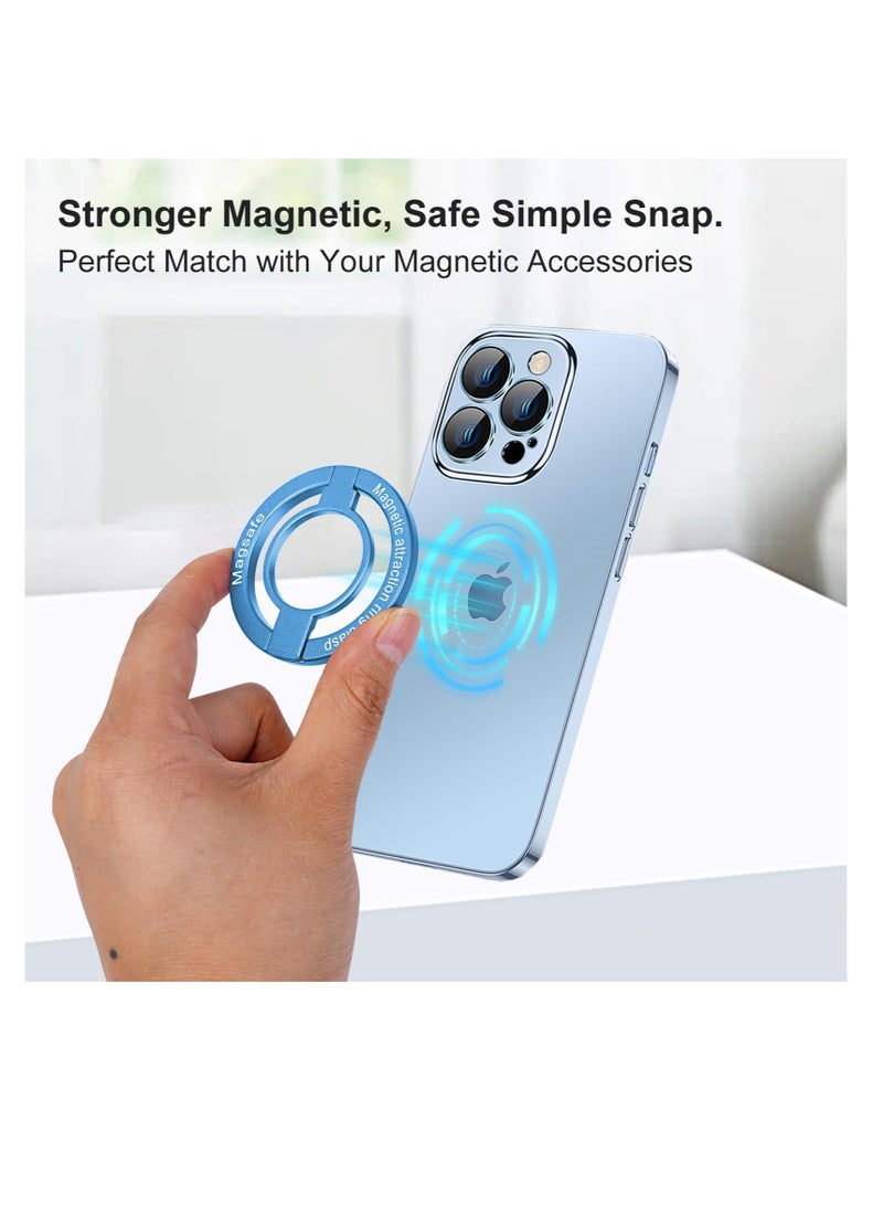 Excefore Magnetic Phone Ring Holder, Adjustable Zinc Alloy Phone Ring Holder, for Magsafe Phone Ring Stand Holder, Compatible with iPhone Series and Phones with Magnetic Suction Case (Blue) - Image 2