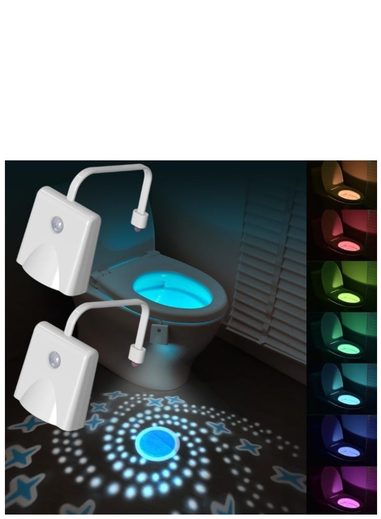 Y&D Toilet Light, 2PCS Toilet Night Lights Upgraded Model with Star Projector and Motion Sensor 16 Colors Changing,Toilet Bowl Seat LED Nightlight,Perfect Bathroom Accessory - Image 1