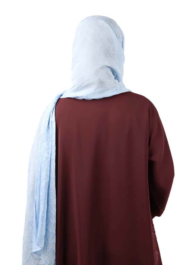 Jameela  Chevron Pattern Organza Scarf (Powder Blue) for Women | Best Price UAE