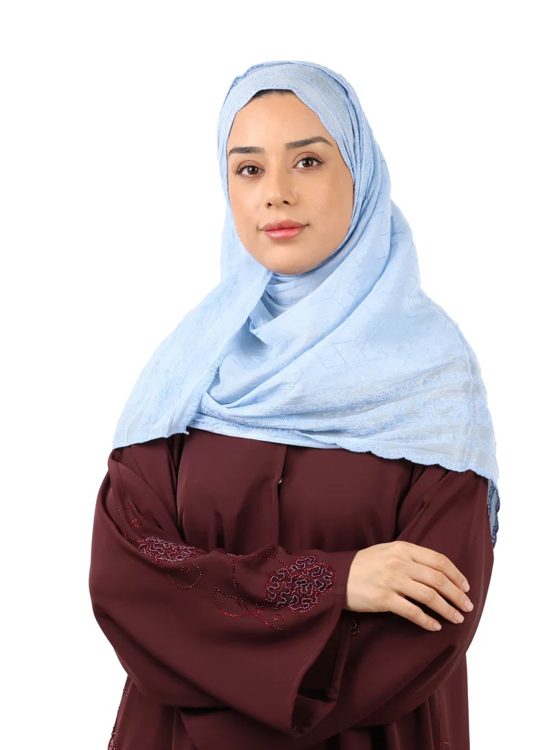 Jameela  Chevron Pattern Organza Scarf (Powder Blue) for Women | Best Price UAE