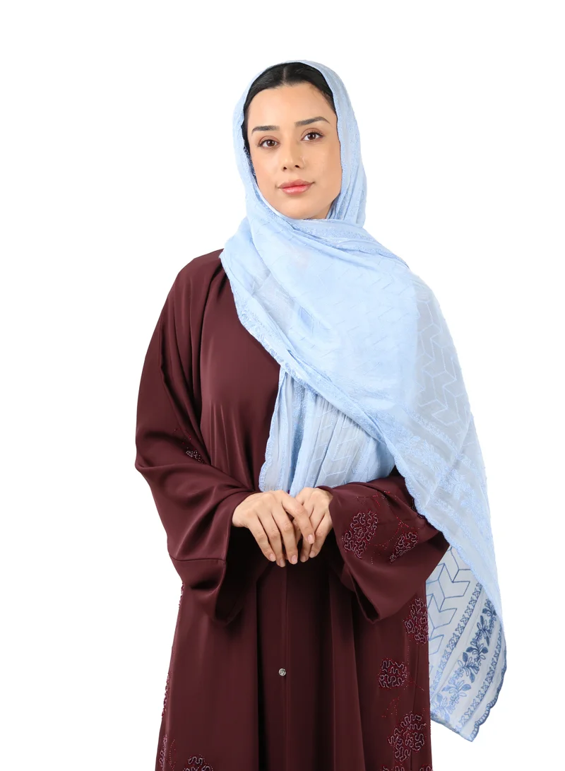 Chevron Pattern Organza Scarf (Powder Blue)