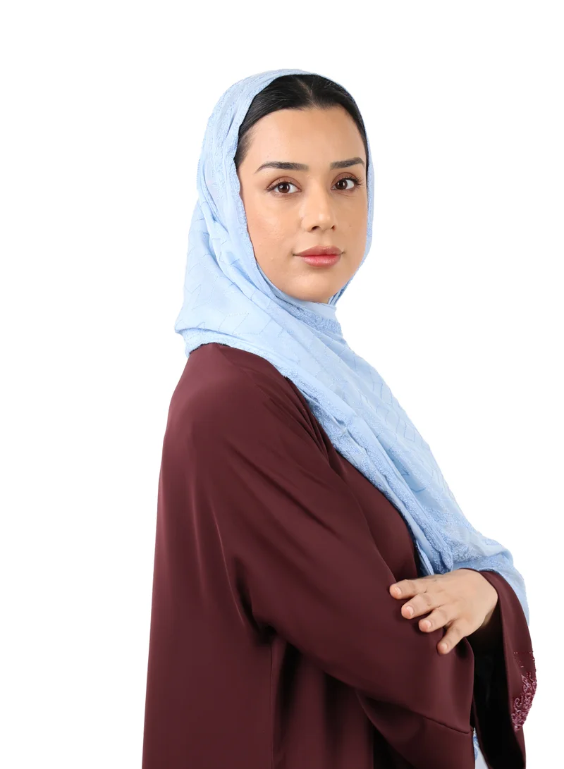 Jameela  Chevron Pattern Organza Scarf (Powder Blue) for Women | Best Price UAE