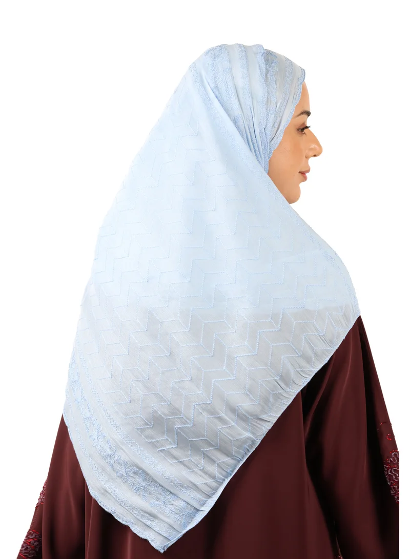 Jameela  Chevron Pattern Organza Scarf (Powder Blue) for Women | Best Price UAE