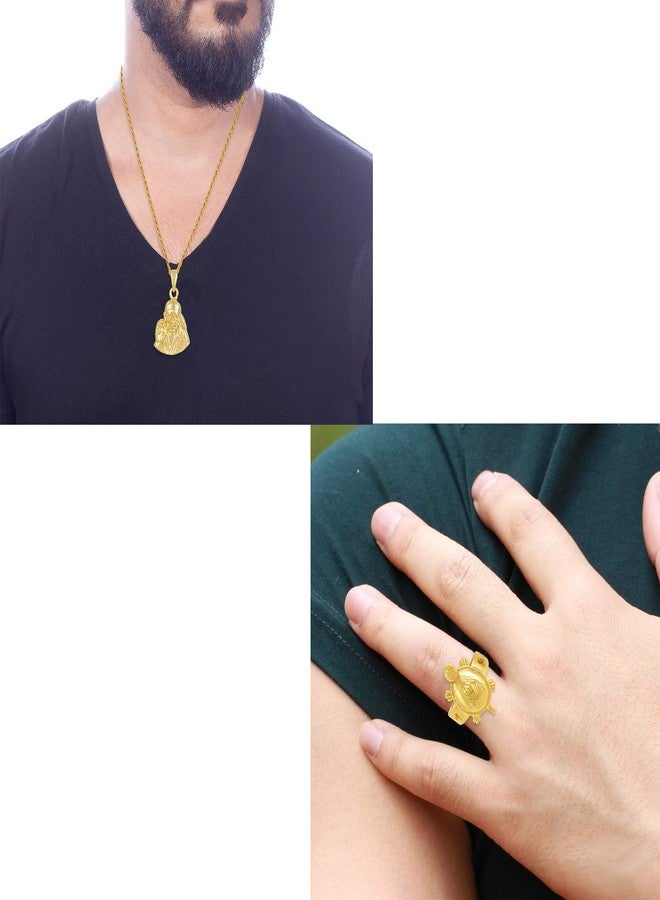 Memoir Brass1 Micron Gold forming Combo of Saibaba Pendant with fingerring Men Women - Image 5