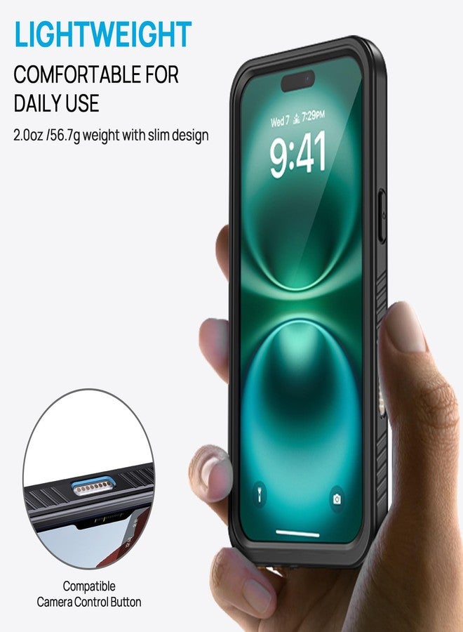 جراب Lanhiem المغناطيسي المقاوم للماء لهاتف iPhone 16 Pro، جراب مقاوم للغبار مع واقي شاشة مدمج [متوافق مع MagSafe]، غطاء هاتف قوي ومتين كامل الجسم لهاتف iPhone 16 Pro 6.3 بوصة (أسود/شفاف) - Image 4