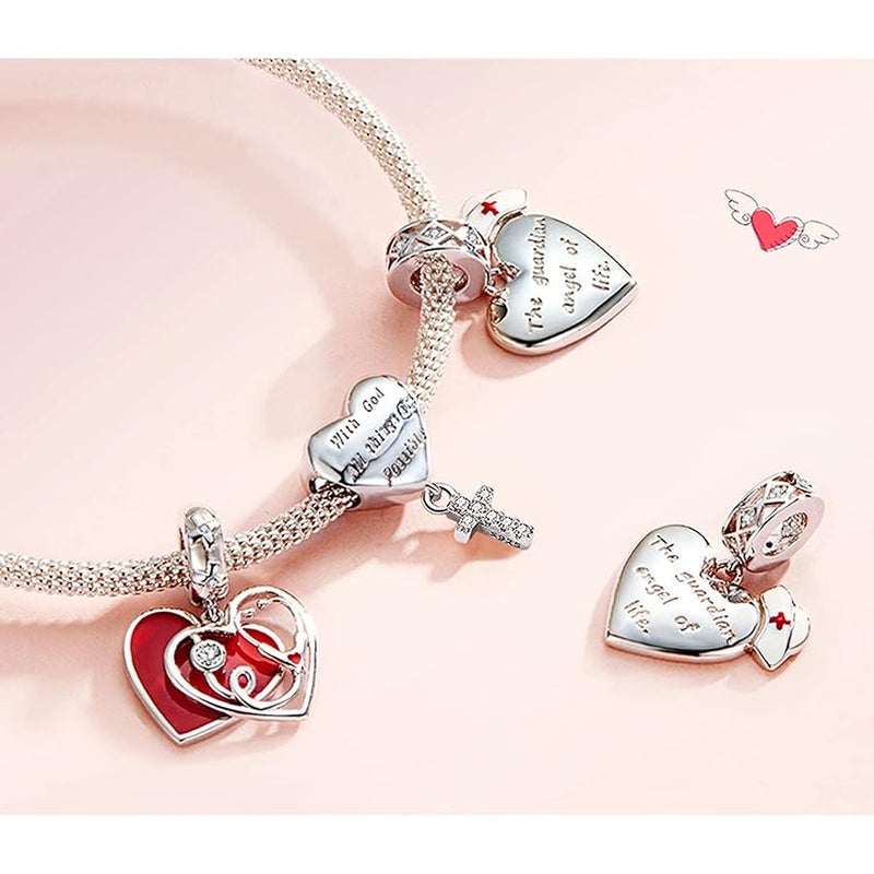 SHBOAZED Cross Charm Fit Pandora Charms Bracelet Love Heart Christian Bible Verse Charms Prayer Faith Religious Jewelry Gifts for Women - Image 4