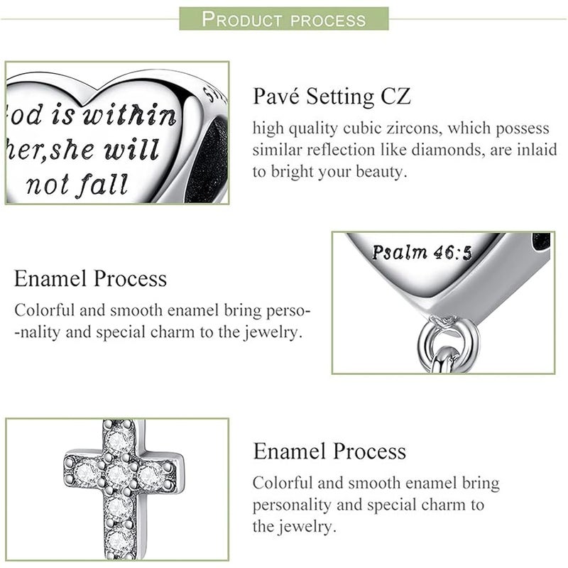 SHBOAZED Cross Charm Fit Pandora Charms Bracelet Love Heart Christian Bible Verse Charms Prayer Faith Religious Jewelry Gifts for Women - Image 1