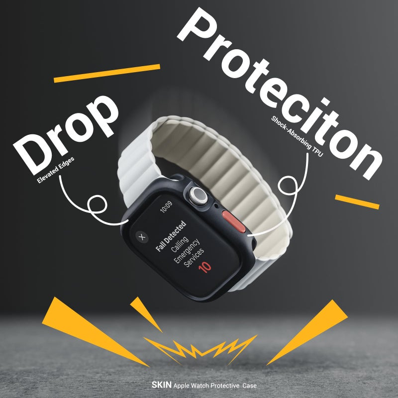 MAGEASY Protective Case for 40mm Apple Watch SE3, 41mm Apple Watch Series 9, Series 8, Series 7 | Shockproof Silicone Bumper, Skin - Midnight Black - Image 4