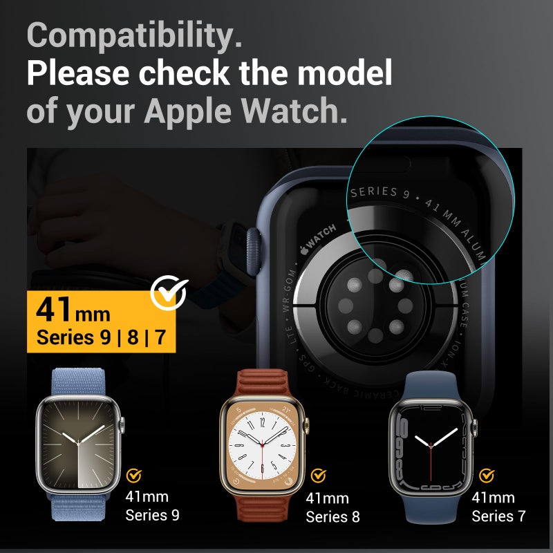 MAGEASY Protective Case for 40mm Apple Watch SE3, 41mm Apple Watch Series 9, Series 8, Series 7 | Shockproof Silicone Bumper, Skin - Midnight Black - Image 2