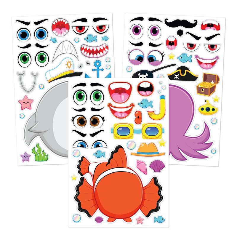 JOYIN 36 Sheets 9"x6" Make a face Stickers for Kids, Make Your Own Animal Stickers with Unicorn, Dinosaur, Sea and Safari Animals, Crafts Birthday Party Favors, Goodie Bags Classroom Activities - Image 4