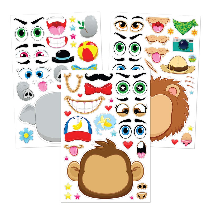 JOYIN 36 Sheets 9"x6" Make a face Stickers for Kids, Make Your Own Animal Stickers with Unicorn, Dinosaur, Sea and Safari Animals, Crafts Birthday Party Favors, Goodie Bags Classroom Activities - Image 3