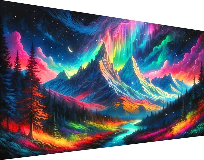 طقم رسم ماسي للأضواء الشمالية من mrpwnle للبالغين، طقم رسم كامل من الأحجار الكريمة من Aurora Crafts للبالغين، طقم رسم ماسي للأضواء الشمالية للبالغين، ديكور حائط منزلي، هدية، 27.6 × 15.8 بوصة - Image 1