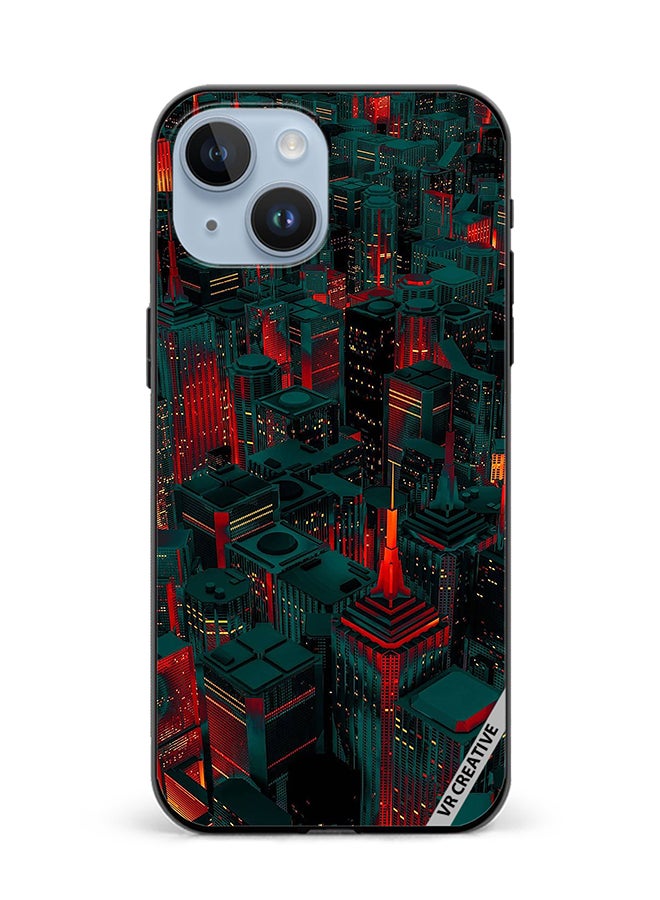 VR CREATIVE Protective Case Cover For Apple iPhone 15 Red City Design Multicolour - Image 1