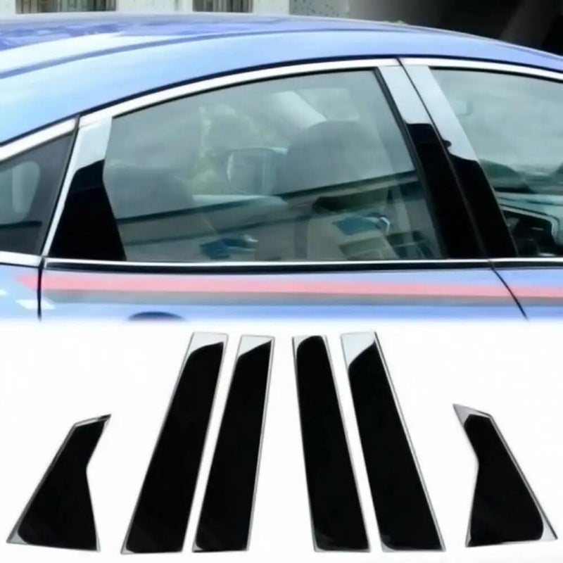 QASULER 6PCS Mirror Window Pillar Trim for Civic 2016-2018 - Image 3