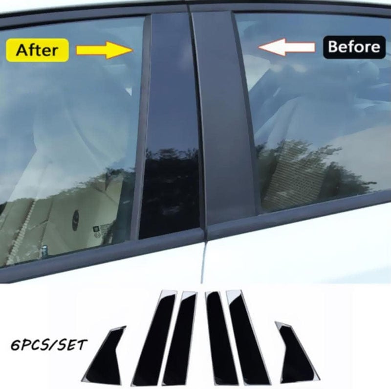 QASULER 6PCS Mirror Window Pillar Trim for Civic 2016-2018 - Image 4