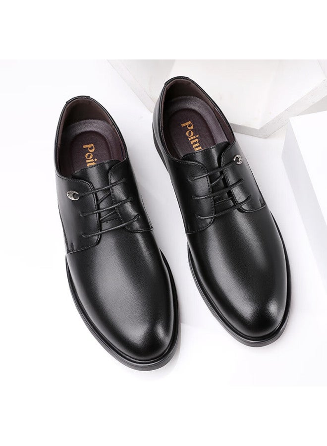 Poitulas Men's British Style Lace-up Business Casual Dress Shoes Lightweight Derby Work Shoes Men 5522 Black 41 - Image 3